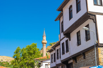 Beypazari view. Traditional houses and mosque in Beypazari town of Ankara
