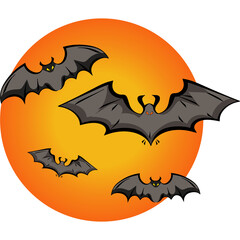 Bats on the background of the moon. Illustration. Halloween holiday.