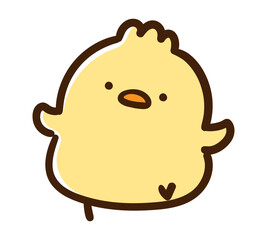るんるん歩みを進めるかわいいひよこのデフォルメイラスト