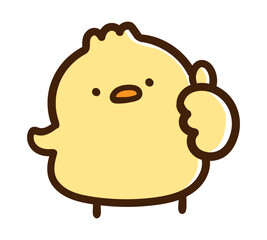いいねポーズをするかわいいひよこのデフォルメイラスト