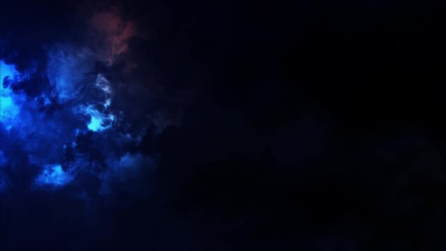 Lightning discharge and light effects in the clouds. Thunderclouds in bright flashes of lightning. Bad weather. Looped

