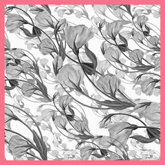 seamless floral background Seamless floral pattern with abstract garden flowers isolated on white. Watercolor botanical illustration. Petals, buds, blooming flowers and leaves.