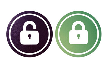 brown and green padlock icon symbol with texture