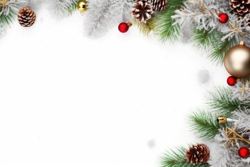 Obraz na płótnie Canvas Christmas decorations and ornaments in a white frame background
