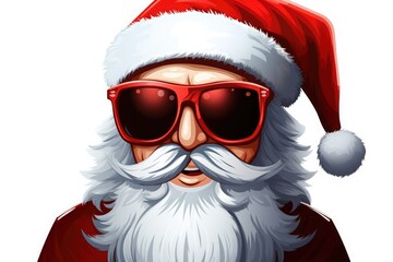Santa Claus cartoon character wearing red glasses and Christmas hat