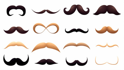 set of hipster style mustache