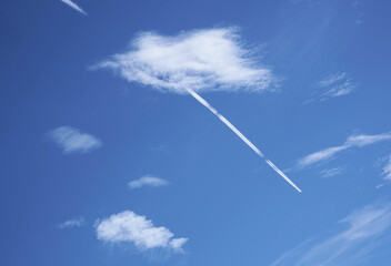 青空をバックにした飛行機雲