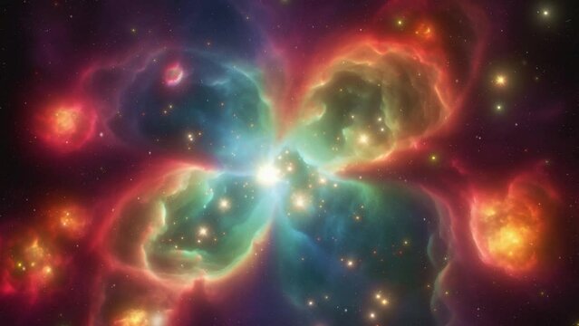 Cosmic nebula with very bright and dense colors. A supernova that exploded.