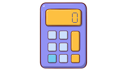 cartoon calculator illustration, calculator icon isolated on white, math device