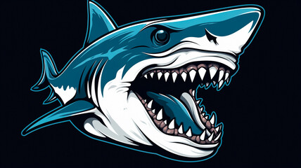 Naklejka premium illustration of shark in water with blue background