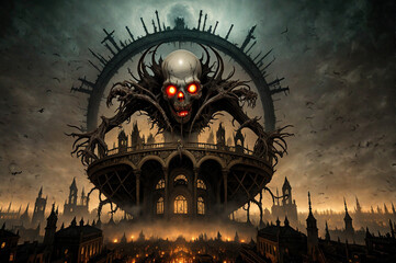 scary halloween background with skull