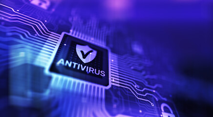 Antivirus Cyber security Data protection Technology concept on virtual screen.