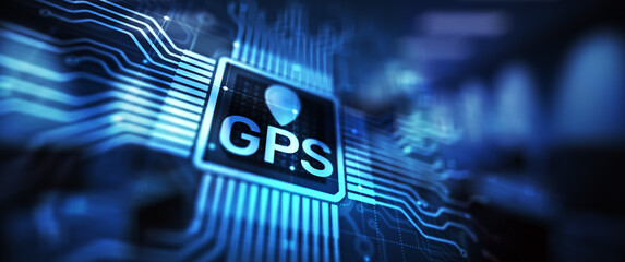 GPS - Global Positioning System, Navigation Tracking Control Technology concept.