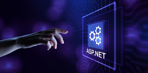 ASP.NET Development programming language concept on virtual screen.