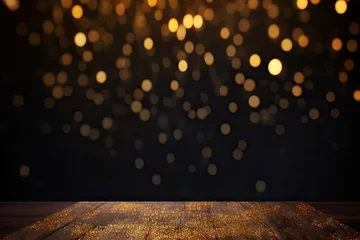 Foto op Plexiglas dark blurry glitter disco black design abstract christmas black glis lights card background bar Empty bling aged table brown glamour background empty advertisement exciting gold front bokeh display © akkash jpg