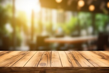 light design wooden blurred blur shop abstract background morning table food coffee old shop drink Empty background wood light display top hot bokeh table texture advertis top wood interior product - obrazy, fototapety, plakaty