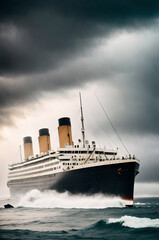 A transatlantic ship in the sea