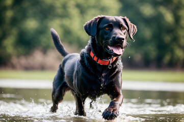 black labrador retriever in the water