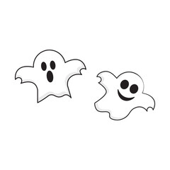 Kids drawing Cartoon Vector illustration cute ghost icon Isolated on White Background