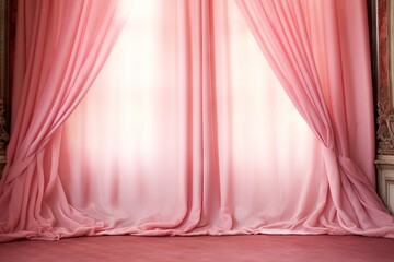 wind shine lux background art clean design clothes texture curtain drapery stage elegant wall fabric Pink abstract room silk wave silk interior material fashion wallpaper drape curtains light sheet - obrazy, fototapety, plakaty