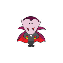 Kids drawing Cartoon Vector illustration cute vampire icon Isolated on White Background