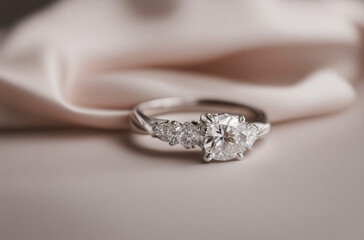 Close-up of an elegant engagement diamond ring