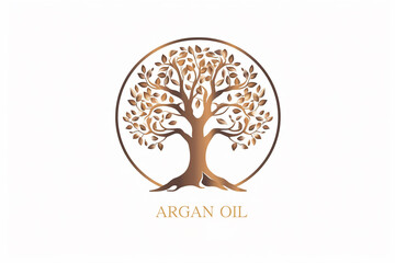 Obraz premium packaging design element and icon in linear style - argan oil - healthy vegan food. Logo sign.