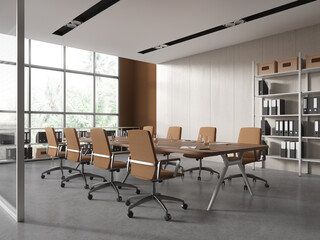 Brown and wooden board room corner