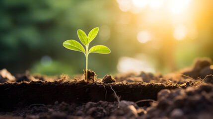 grass on ground in the morning. plant growing concept. Nature environment background. natural ecology.
