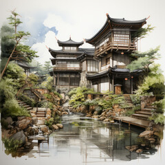 Naklejka premium chinese temple in the park