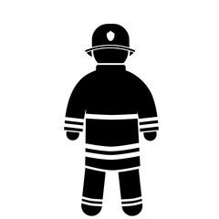 firefighter vector illustration. stickman and firefighter stick figures are putting out the fire