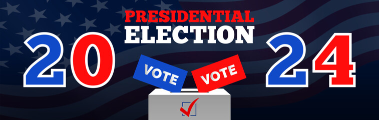 america presidential election 2024   USA voting ballot box  banner design vector illustration