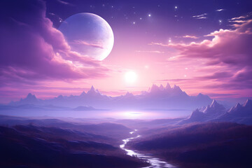 Abstract illustration of sky, galaxy, moon, cloud, background, design 