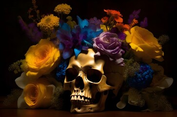 Halloween Vibes: Skull Blossoms in Vibrant Hues.
