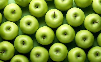 Top view of green apple fruits.