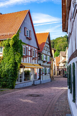 Historische Fachwerkhäuser in Lindenfels, Odenwald, Deutschland