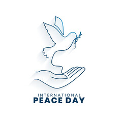 creative world peace day poster with line art dove bird and olive