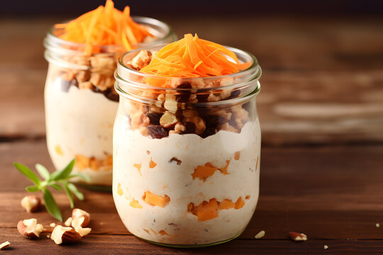 Delicious breakfast with greek yoghut, with nuts, fruit, blueberry