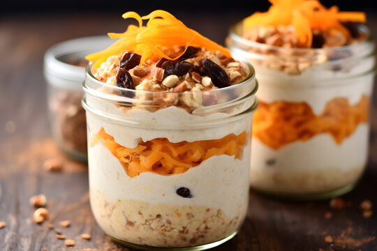 Delicious breakfast with greek yoghut, with nuts, fruit, blueberry