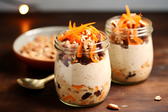 Delicious breakfast with greek yoghut, with nuts, fruit, blueberry