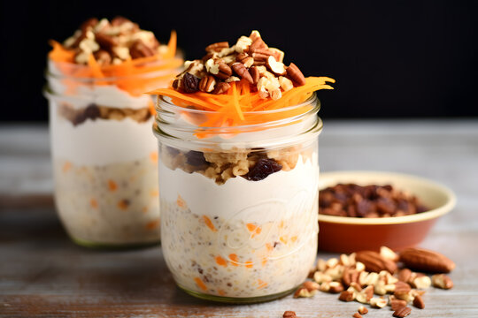 Delicious breakfast with greek yoghut, with nuts, fruit, blueberry