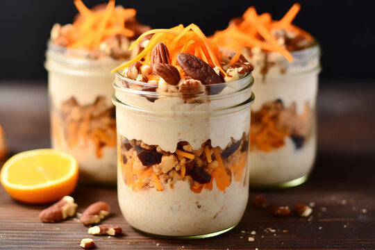 Delicious breakfast with greek yoghut, with nuts, fruit, blueberry