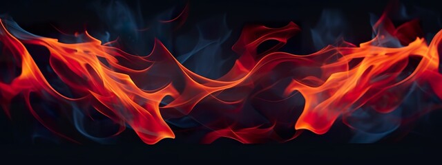 Abstract burning flames on a black background (ultra wide ratio), orange flames and flames, abstract minimalist background, powerful background, modern art style background, burning flame wallpaper