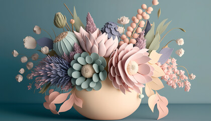 Delicate Fantasy: A Colorful Bouquet of Fragrant Flowers for Anniversaries and Birthdays - ai generated