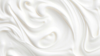 Close up of white natural creamy vanilla yogurt. Top view. Generative AI