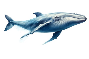 Blue Whales isolated on a transparent background. Generative Ai