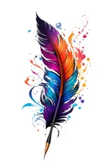 Gordijnen graphic colorful pen for writing bird feather © Joanna Redesiuk