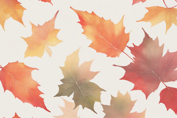  watercolor graphic autumn leaves on white background