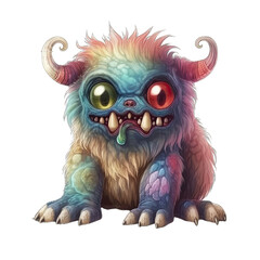 Adorable Cartoon Monster - Playful Creature with Expressive Eyes