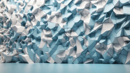 Futuristic Elegance: 3D Geometric Wall in Light Blue and White